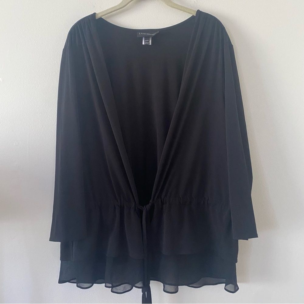 Lane Bryant Stretch Cinch Waist Tie Wrap Cardigan Size 22/24 Black